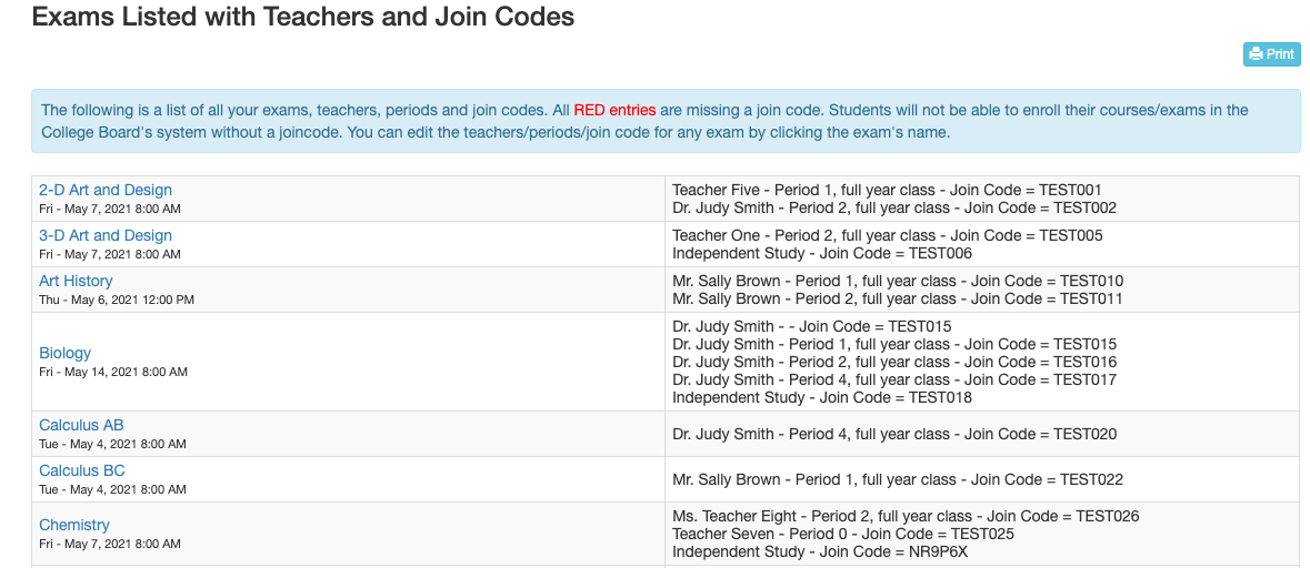 Adding Join Codes to AP Exams Total Registration Support